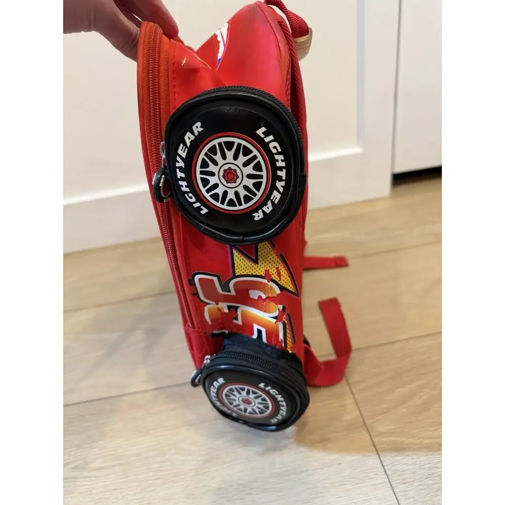 Disney Cars Lightning McQueen Red Yellow Kids Medium Backpack Polyester Zip
